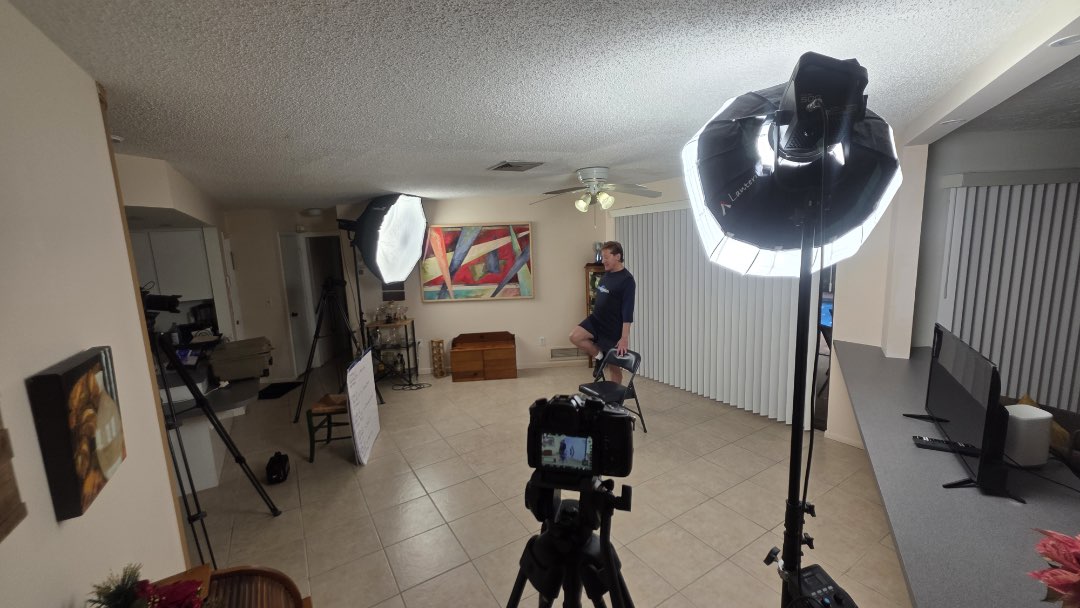 Filming a joint health and muscular flexibility video for fitness instructors and the Fitmotivation on-demand video platform.