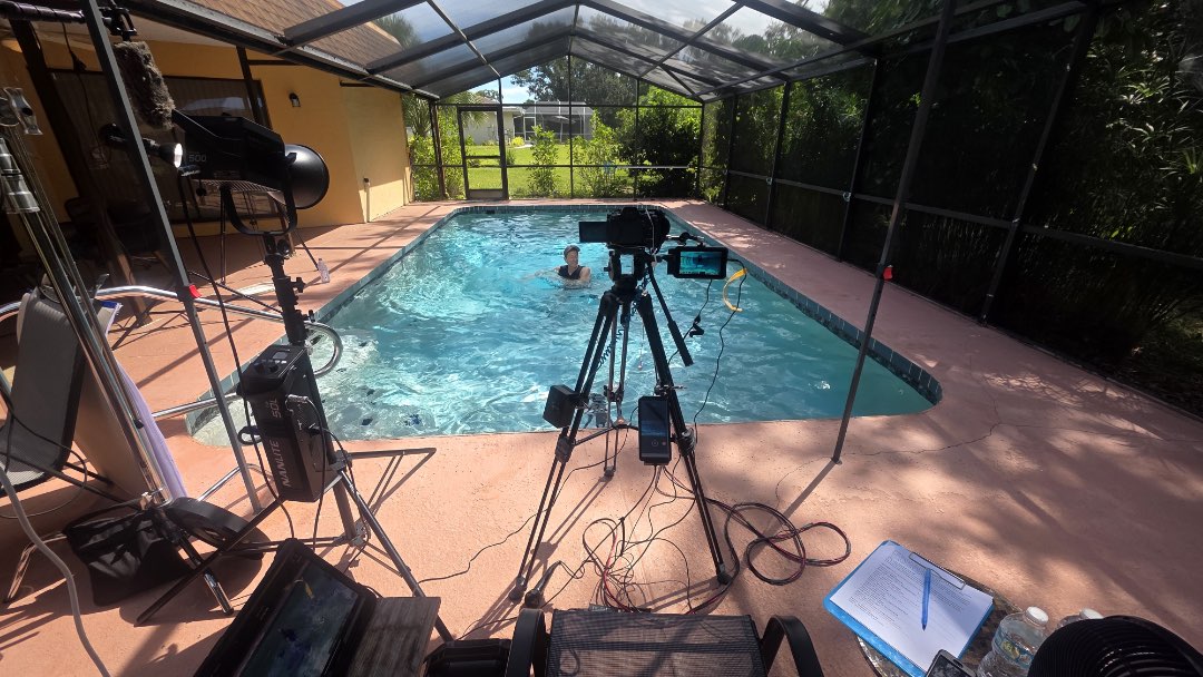 Filming Wicked Waves, a halloween themed pool workout, for the Poolfit app