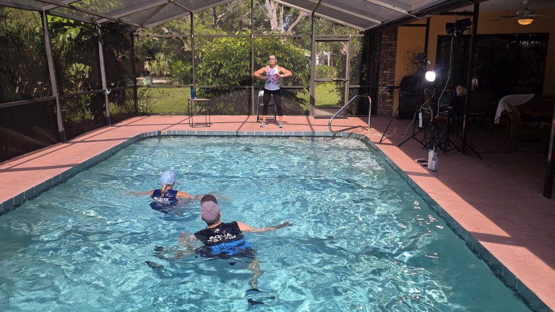 Filming a new aquatic fitness instructor video for fitmotivation