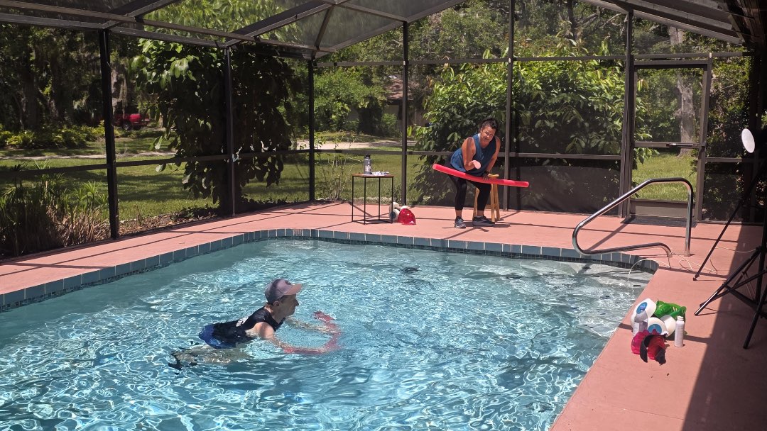 The water exercise video, CorDio, being filmed for the Poolfit app