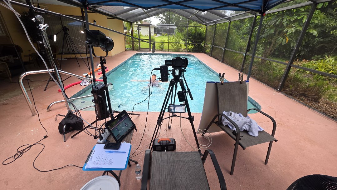 Filming Depth Charge, an aquatic fitness instructor video, for the Fitmotivation Video-On-Demand platfrom.