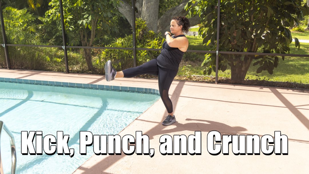 Kick Punch and Crunch is a 20 minute water exercise video that posted on the Poolfit App on September 3, 2025.