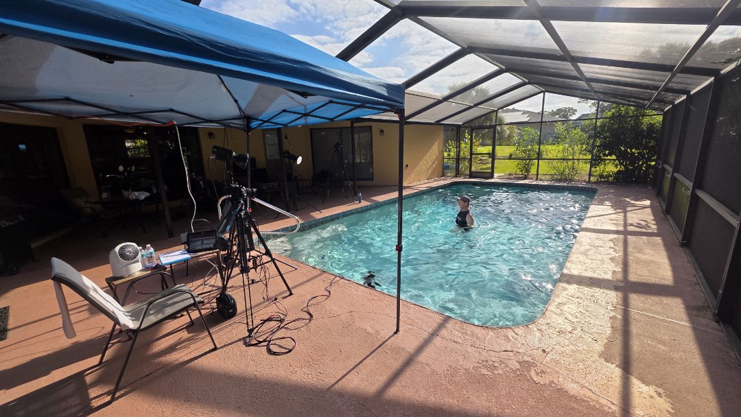Filming an aquatic fitness instructor video for Fitmotivation.com