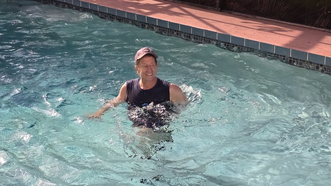 Filming the video, 100 Water Exercises, for the Poolfit App.