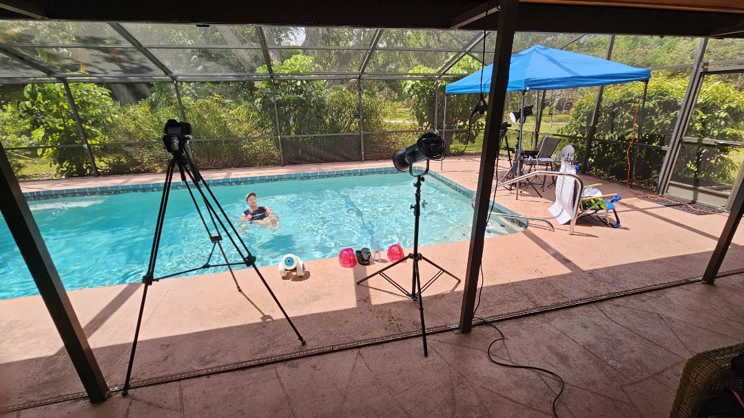 New video, 30 Pool Noodle Core Exercises being filmed for the Fitmotivation Aqua Instructor platform.
