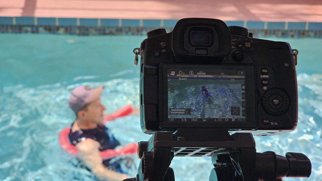 Filming 30 Pool Noodle Core Exercises for the Poolfit app
